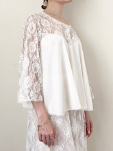 Load image into Gallery viewer, White Silky Lace 1950s Princess Belle Sleeve Bed Jacket (S/M)

