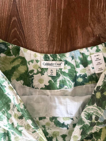 Green Floral Embroidered Midi Skirt (L, 37”)