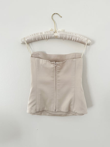 Vintage BCBG Ruched Strapless Bustier Blouse (S)