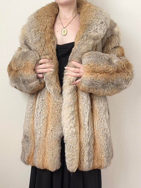 Vintage 1960s Golden Island Fox Fur Coat (L)