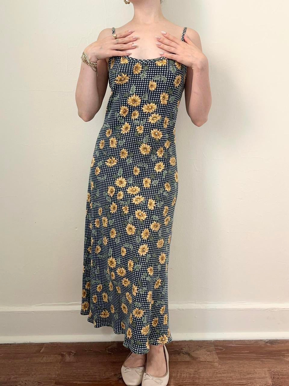 Vintage 90s Navy Sunflower Summer Dress (XS/S) – Amethyst Lullabies
