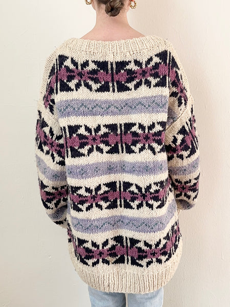 Vintage 60s Pure Wool Hand Knit Ecuadorian Sweater (M/L)