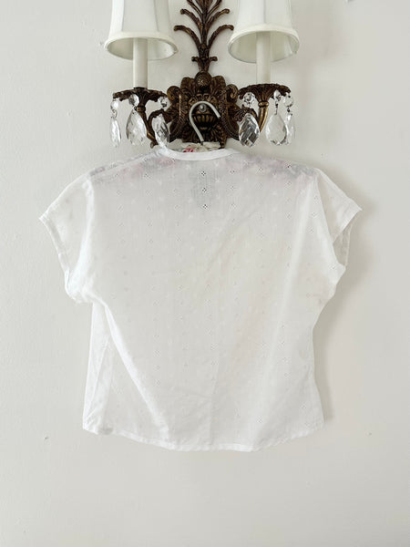 White Cotton Eyelet Vintage Bolero Vest (S)