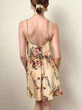 Load image into Gallery viewer, Vintage Victoria’s Secret Gold Label Royal Floral Champagne Silk Mini Slip Dress (P)
