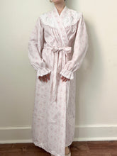 Load image into Gallery viewer, Pink &amp; Green Dainty Floral Cotton Lace Trim Robe (XS)
