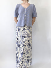 Load image into Gallery viewer, Blue Floral 90s Midi Dress and Cardigan Set (6, S/M)
