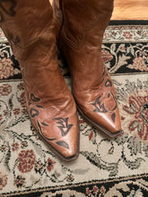 Load image into Gallery viewer, Vintage Tattoo “Heart of a Cowgirl” Leather Cowboy Boots (7)
