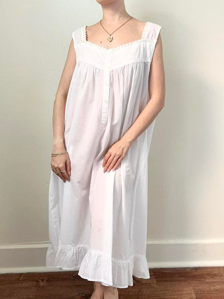 White Cotton Victorian Style Nightgown (M)