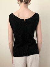 Load image into Gallery viewer, Hand Made 1960s Black Wool Beaded Sleeveless Blouse
(M)
