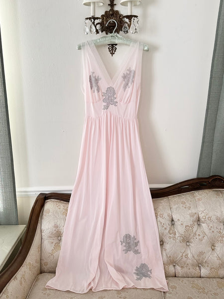 Baby Pink Vintage 1950s Nightgown Slip Dress (S)