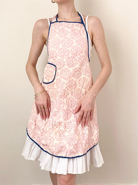 Pink Ditzy Floral Vintage Pinafore Apron Dress