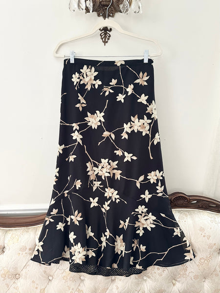 Vintage Floral 90s Midi Skirt (M, 30”)