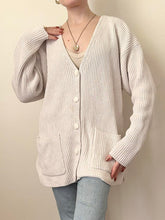 Load image into Gallery viewer, 90s Linen Cotton Ribbed Cardigan Sweater (L)
