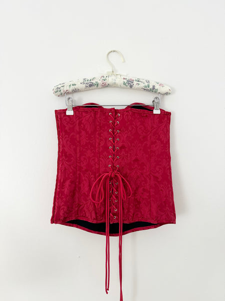 Ravishing Red Damask Jacquard Corset (38)