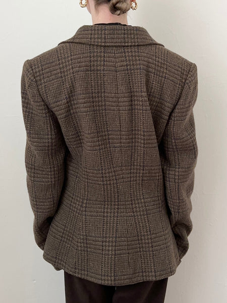 Vintage Wool Ralph Lauren Brown Plaid Blazer (8)
