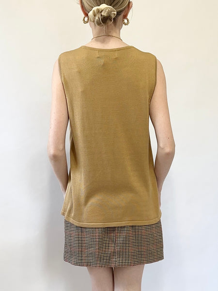 Pure Silk Caramel 90s Sweater Vest (M)