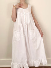 Load image into Gallery viewer, White Cotton Vintage Prairie Edwardian Style Button Down Nightgown (S)
