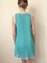Load image into Gallery viewer, 60s Mod Babydoll Turquoise Blue Lace Trim Pleated Mini (XS/XXS)
