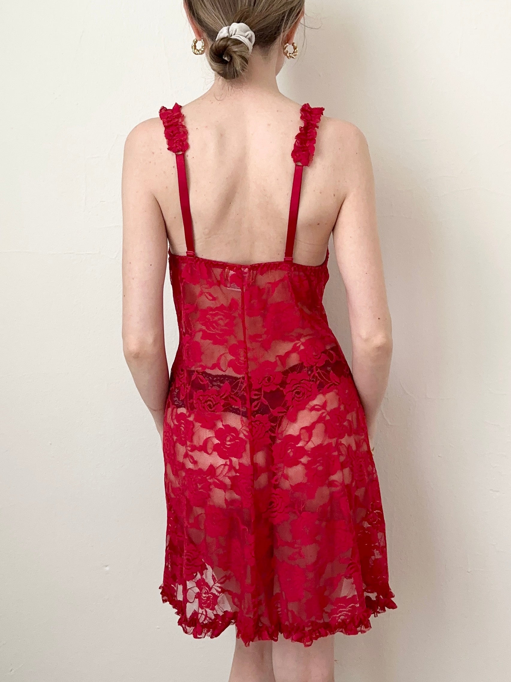1990s Mona Rose Madison Beer Lace Slip Mini Dress (M)  Amethyst Lullabies