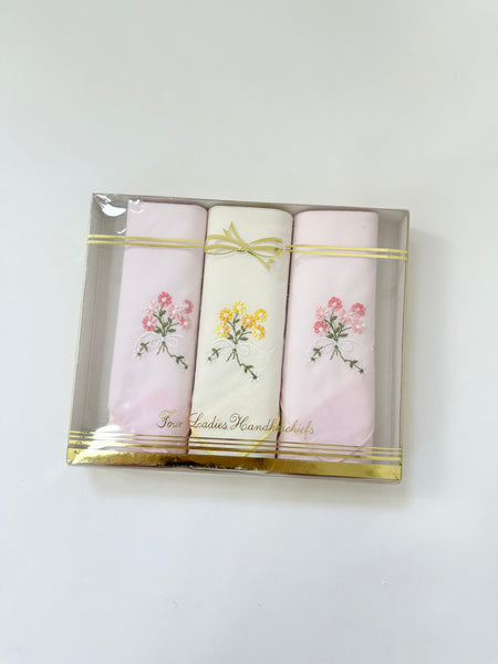 Vintage Embroidered Handkerchiefs Set