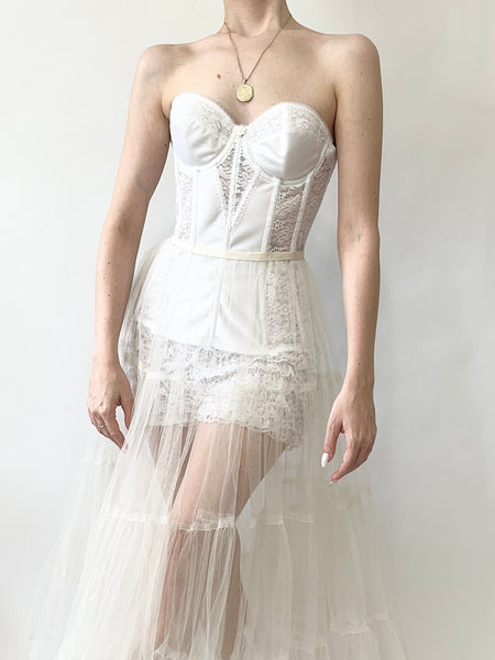 White Lace Vintage Style Bustier Top