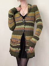 Load image into Gallery viewer, Green Striped Ribbon Cardigan Sweater (XS/S)
