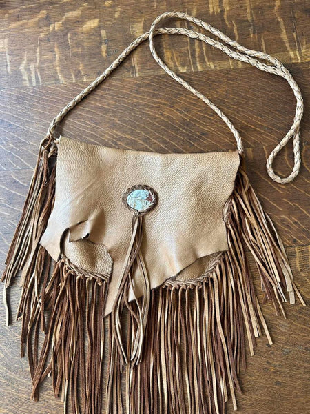 70s Hand Made Leather Fringe Purse