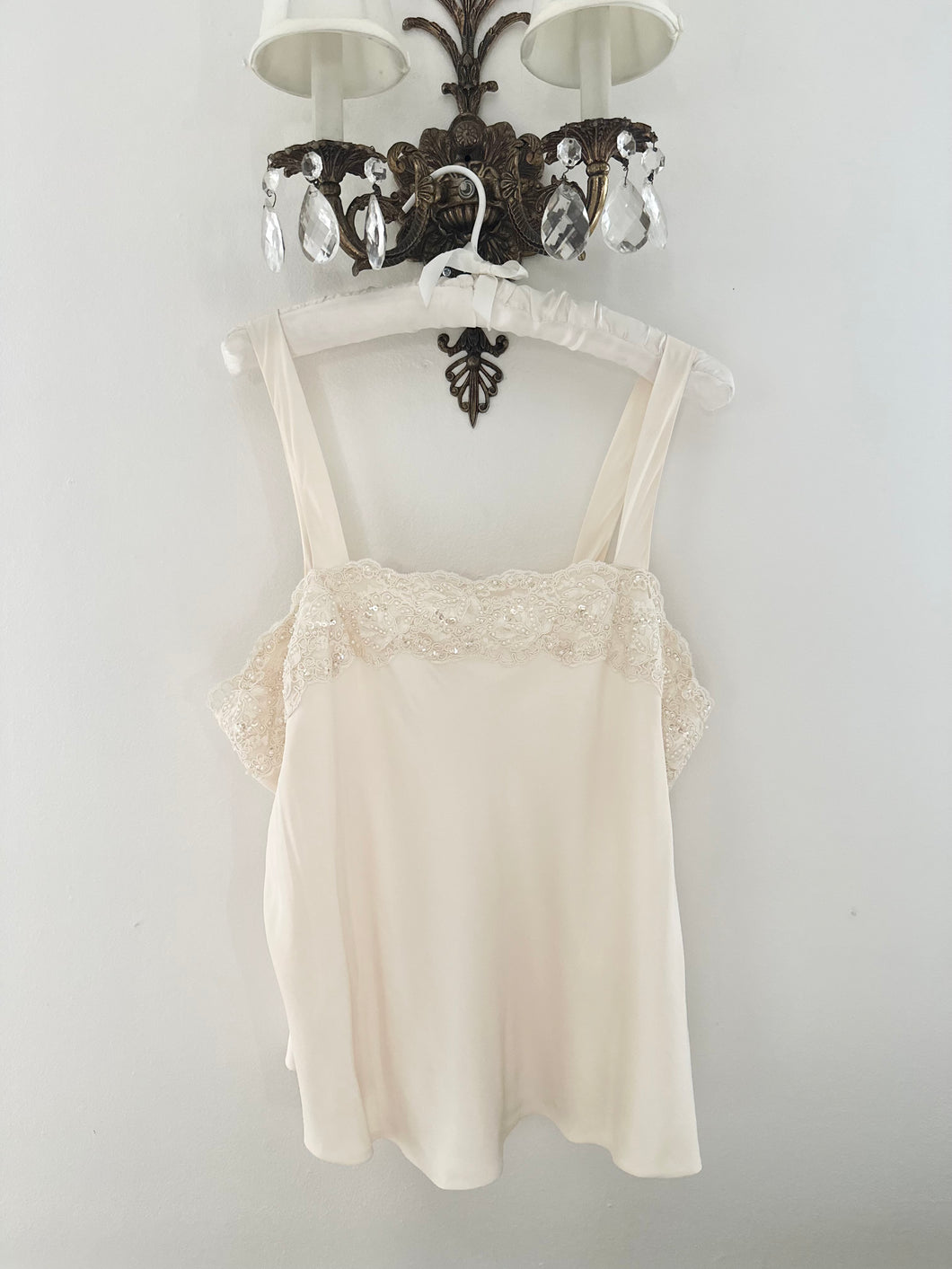 Pure Silk Cream Pearl Embellished Camisole (18W)