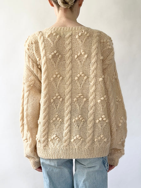 Hand Knit Mohair Pom Pom Sweater (M)