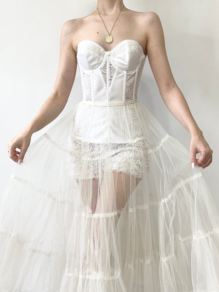 White Lace Vintage Style Bustier Top
