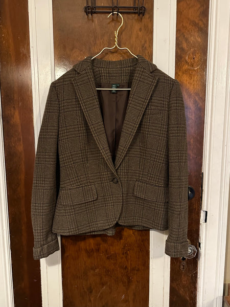 Vintage Wool Ralph Lauren Brown Plaid Blazer (8)