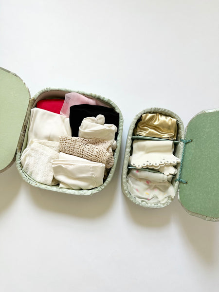 Vintage Gloves Collection in Blue Quilted Satin Boxes