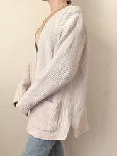 Load image into Gallery viewer, 90s Linen Cotton Ribbed Cardigan Sweater (L)
