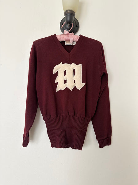 Vintage Wool Letterman Sweater (S)