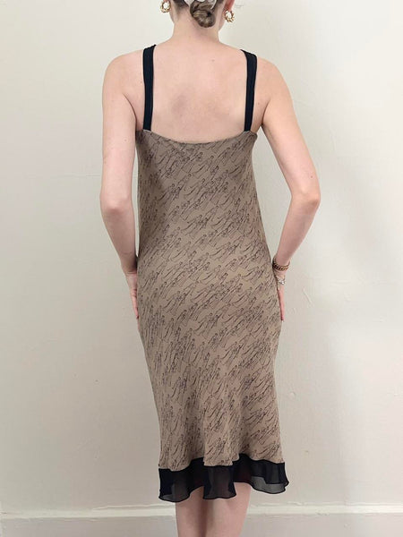 Vintage Y2K Pure Silk Novelty Print Dress (M)