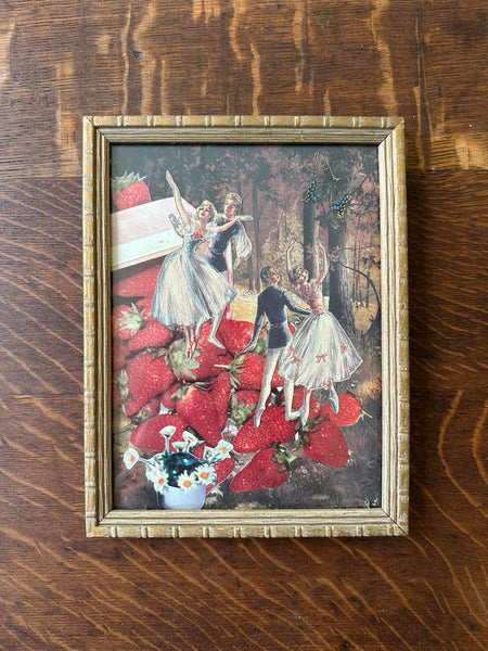 Strawberry Ballet Framed Collage Art