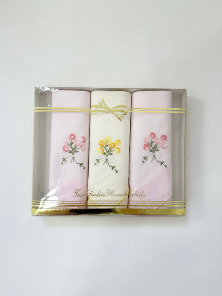 Vintage Embroidered Handkerchiefs Set