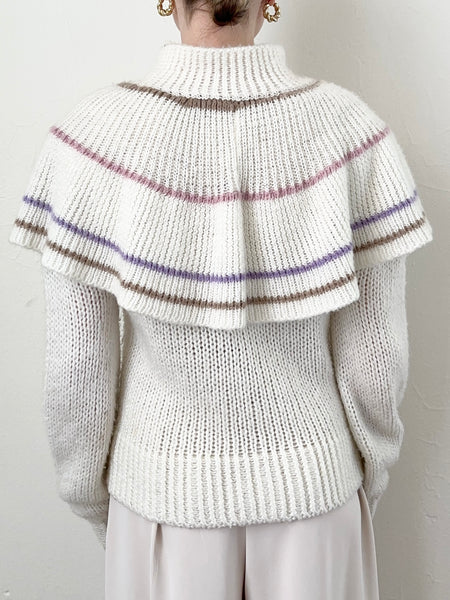 Peter Pan Bib Ruffle Collar Cardigan Sweater (M)