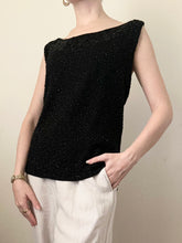 Load image into Gallery viewer, Hand Made 1960s Black Wool Beaded Sleeveless Blouse
(M)
