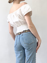 Load image into Gallery viewer, Bohemian Lace Up 90s Peasant Blouse (S)
