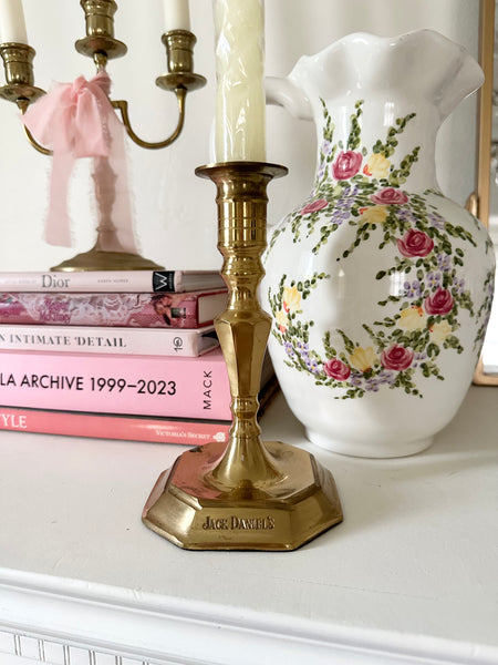 Vintage Jack Daniel’s Gold Brass Taper Candle Holder