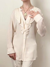Load image into Gallery viewer, Pure Silk Y2K 2000s Ruffle Blouse (S)
