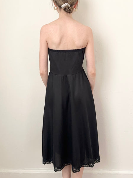 Vintage Black Strapless Slip Dress (XS/S)