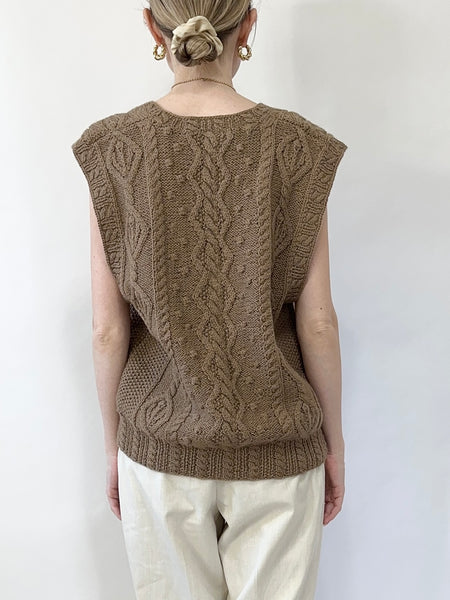 Hazelnut Coffee Hand Knit Vintage Sweater Vest (M)