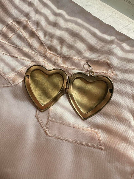 Vintage Cherub Angel Heart Locket Pendant