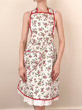 Load image into Gallery viewer, Pink and Red Romantic Ditzy Roses Vintage Pinafore Apron Dress
