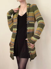 Load image into Gallery viewer, Green Striped Ribbon Cardigan Sweater (XS/S)
