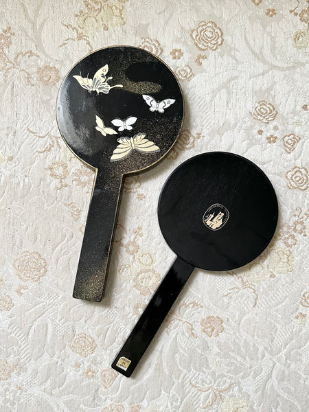 Vintage Black Butterfly Enamel Matching Vanity Set