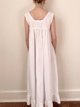 Load image into Gallery viewer, White Cotton Vintage Prairie Edwardian Style Button Down Nightgown (S)
