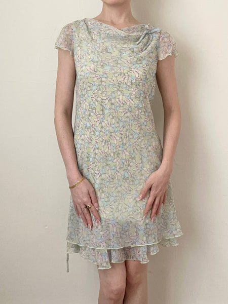 Y2K 2000s Chiffon Butterfly Mini Dress (8 Girls, XXS)
